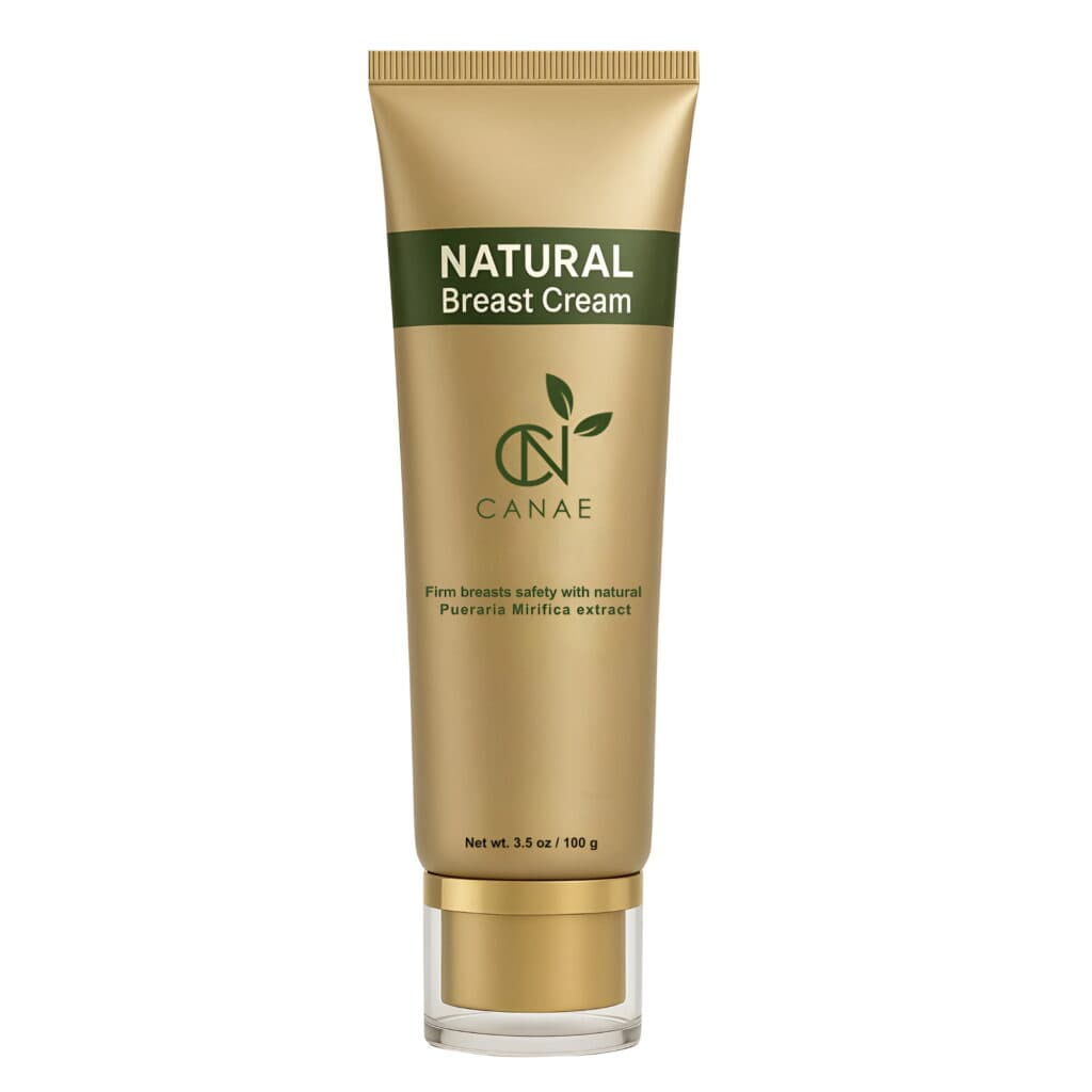CANAE Natural Breast Cream gold tube on a cream background